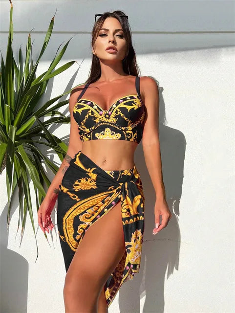 Borghild® | Bohemian Push-Up Swimwear With Cover-Up