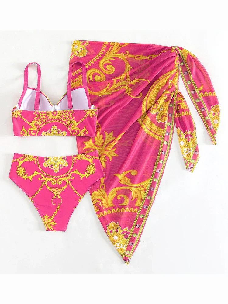 Borghild® | Bohemian Push-Up Swimwear With Cover-Up