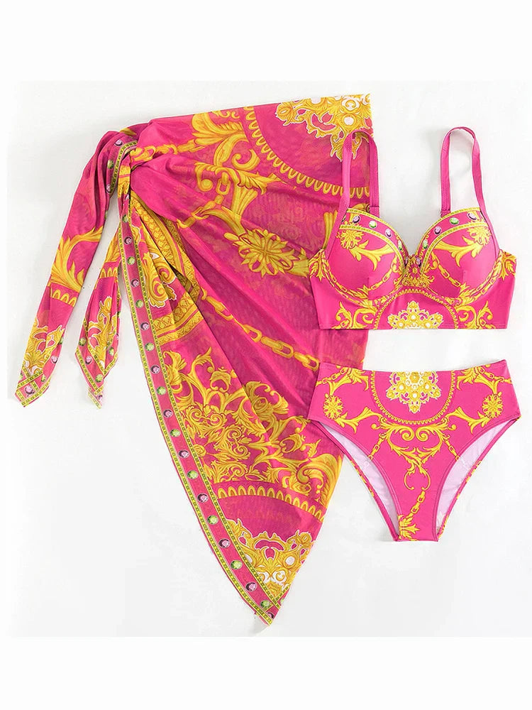 Borghild® | Bohemian Push-Up Swimwear With Cover-Up