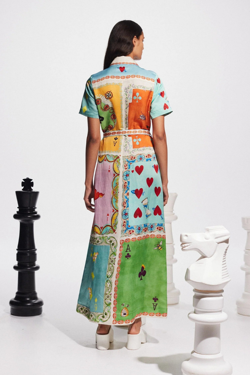 Antonella® | Short-Sleeved Maxi Dress With Poker Print