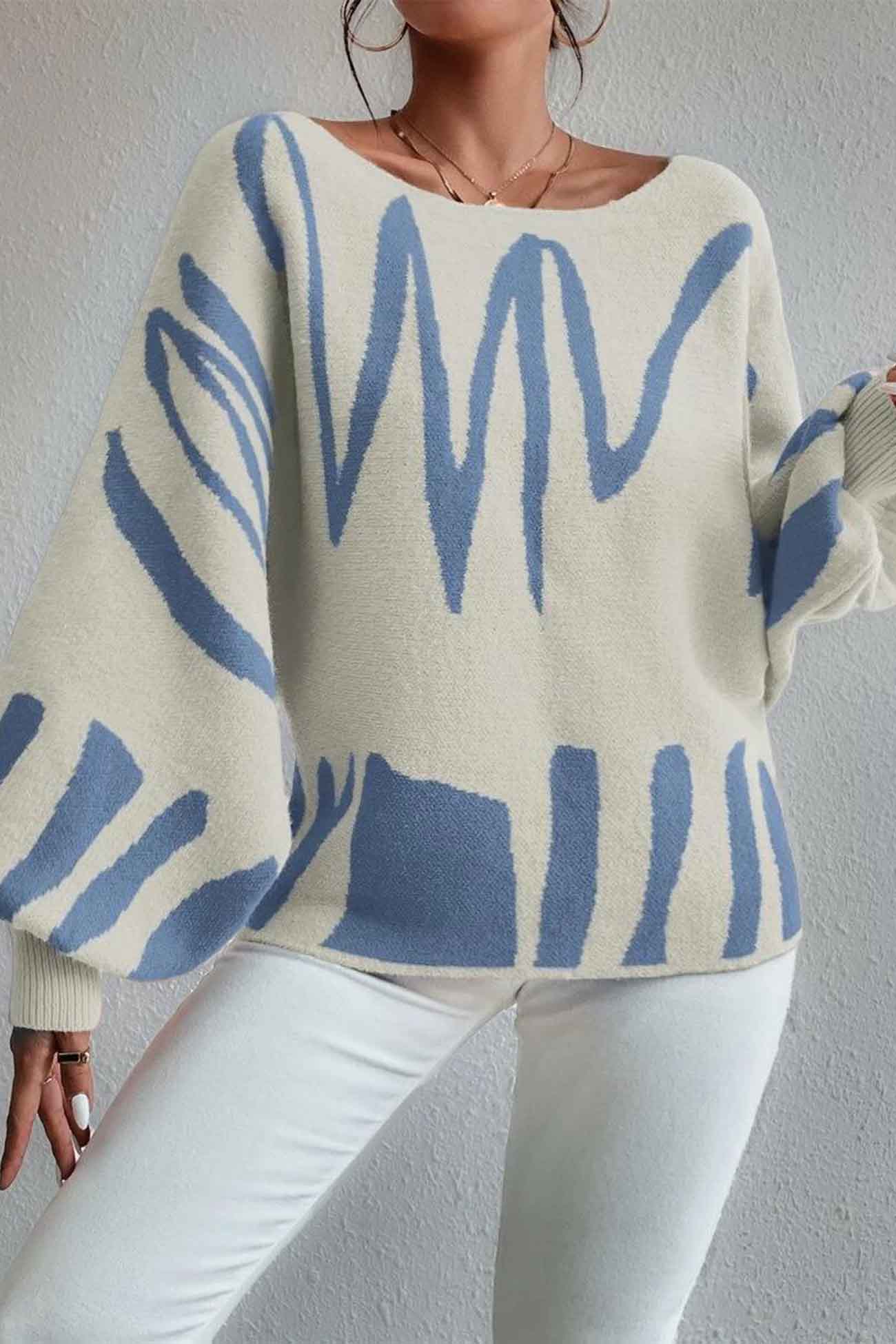 Anika® | Knitted sweater with geometric lantern sleeves