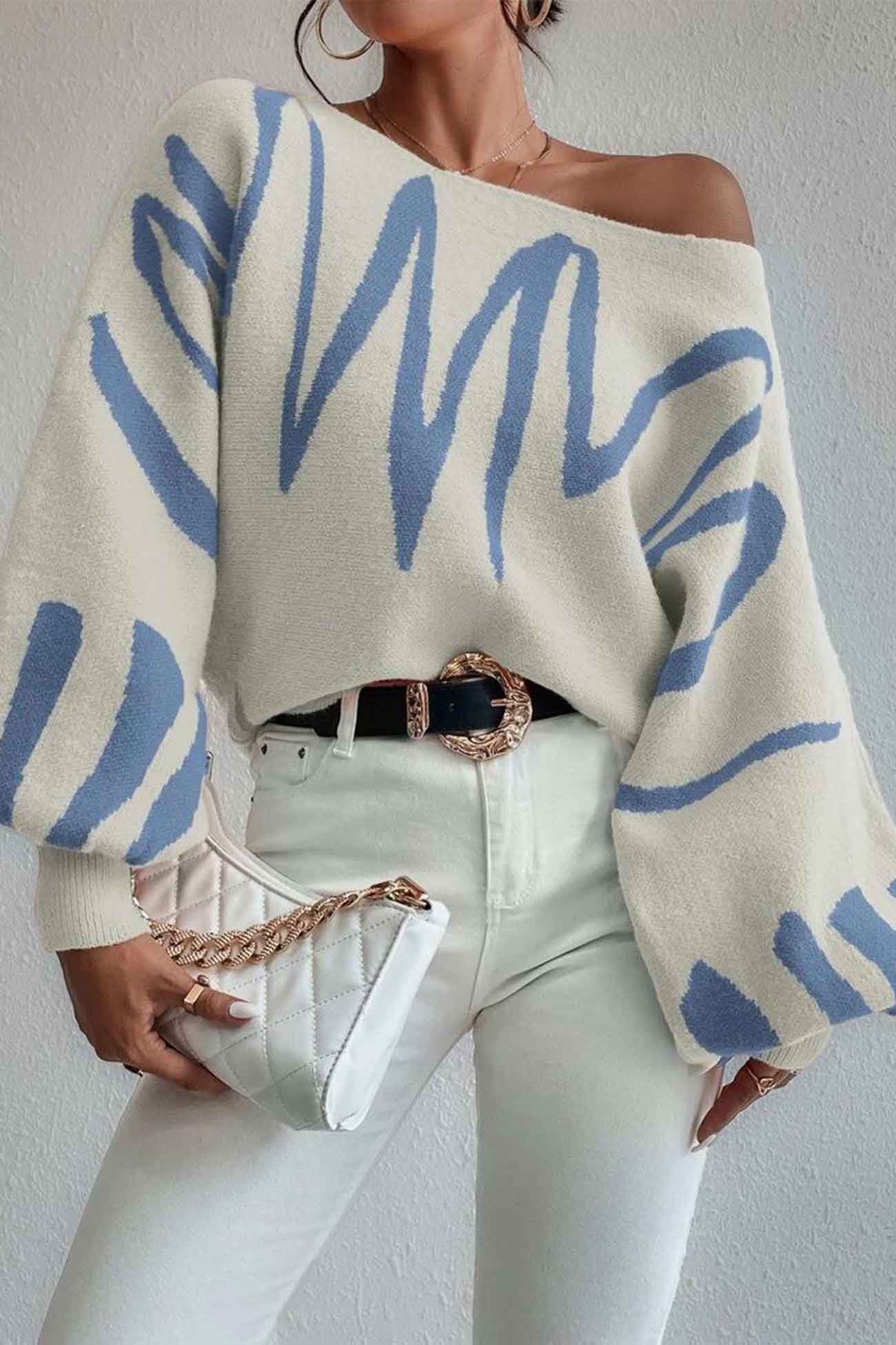 Anika® | Knitted sweater with geometric lantern sleeves