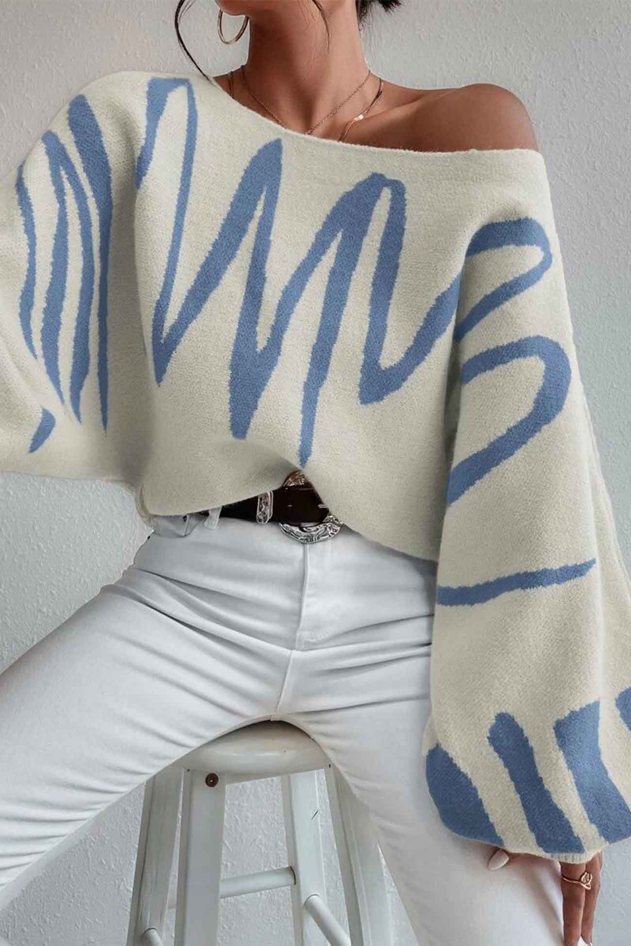 Anika® | Knitted sweater with geometric lantern sleeves