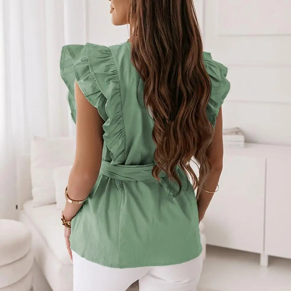 Browster® | Blouse With Ruffle Sleeves And Belt
