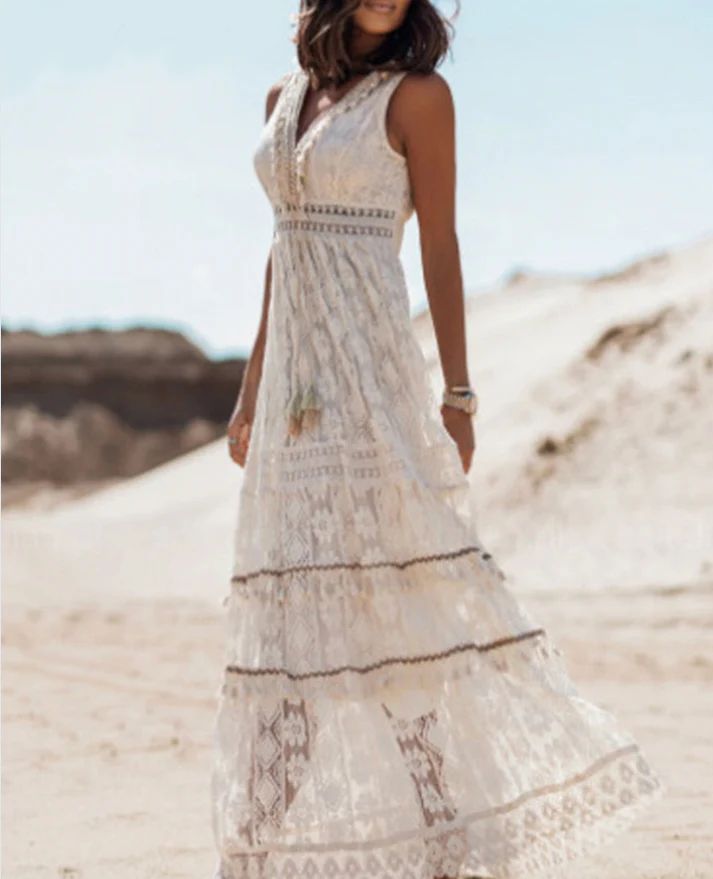 Margot | Vintage Boho Drawstring Maxi Dress