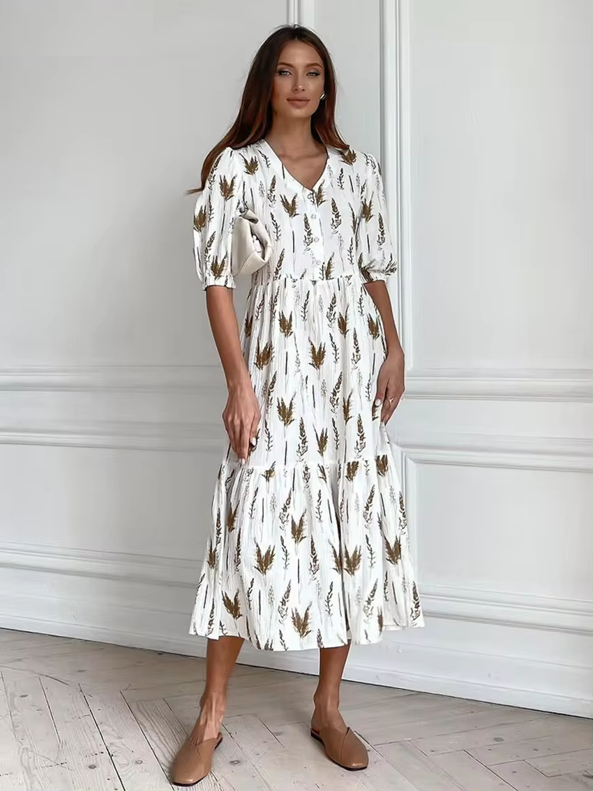 Celia® | Summery Midi Dress With A V-Neck