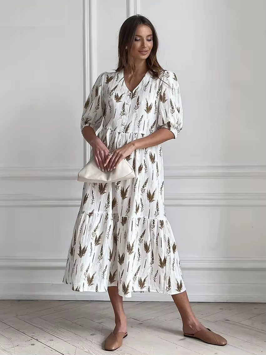 Celia® | Summery Midi Dress With A V-Neck
