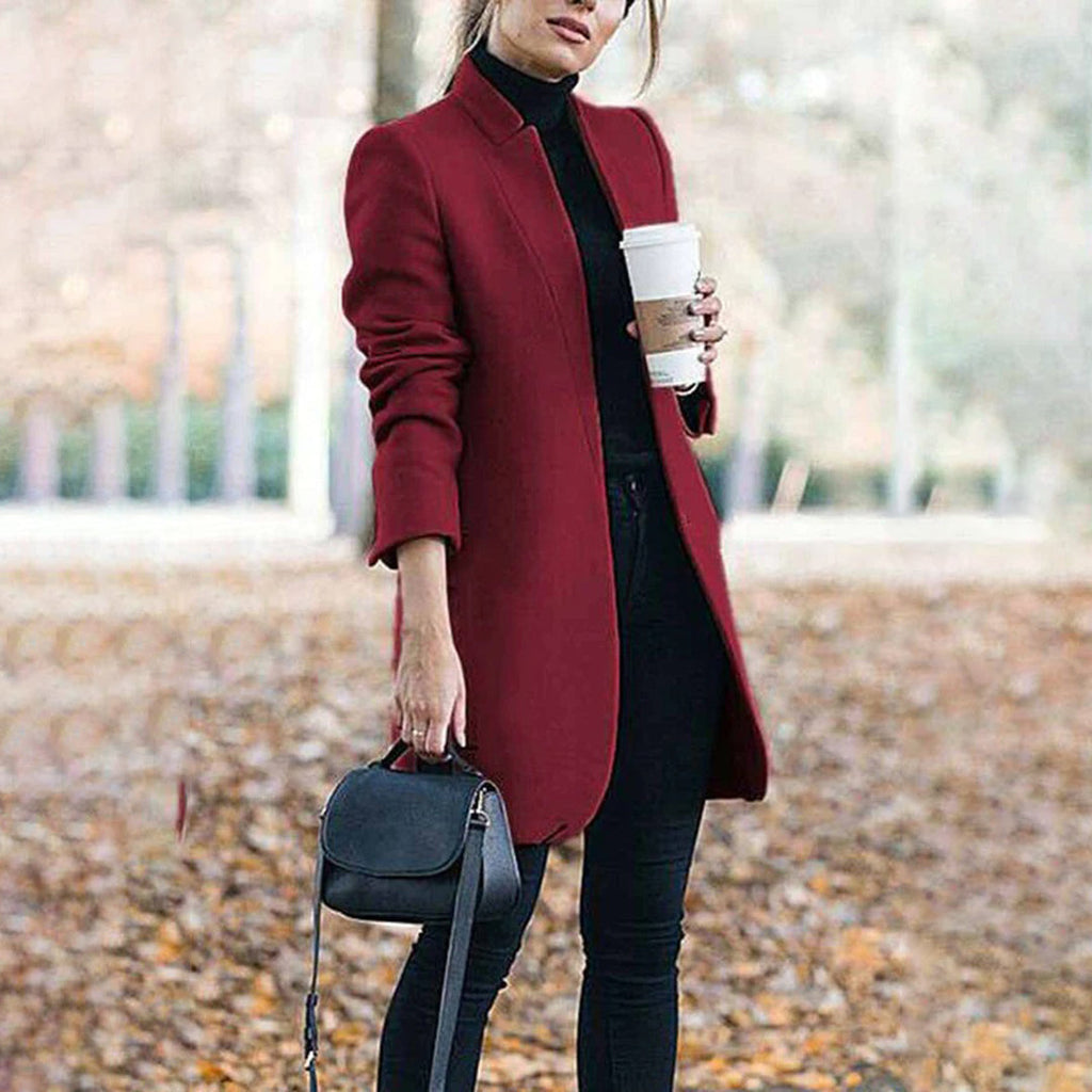 Leanne | Women's Long Collarless Coat
