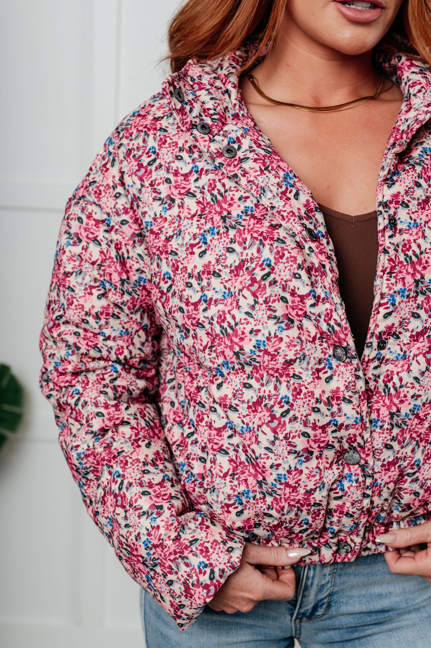 Beatriz® | Puffer jacket with floral pattern in cream-multi
