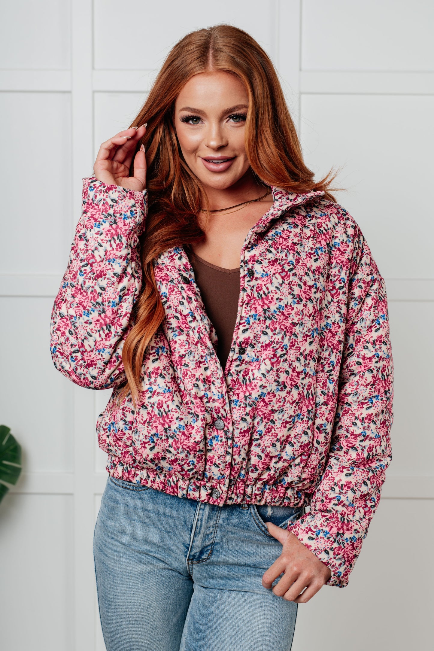 Beatriz® | Puffer jacket with floral pattern in cream-multi