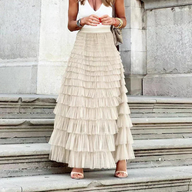 Theresa | Elegant Tulle Midi Skirt for Women