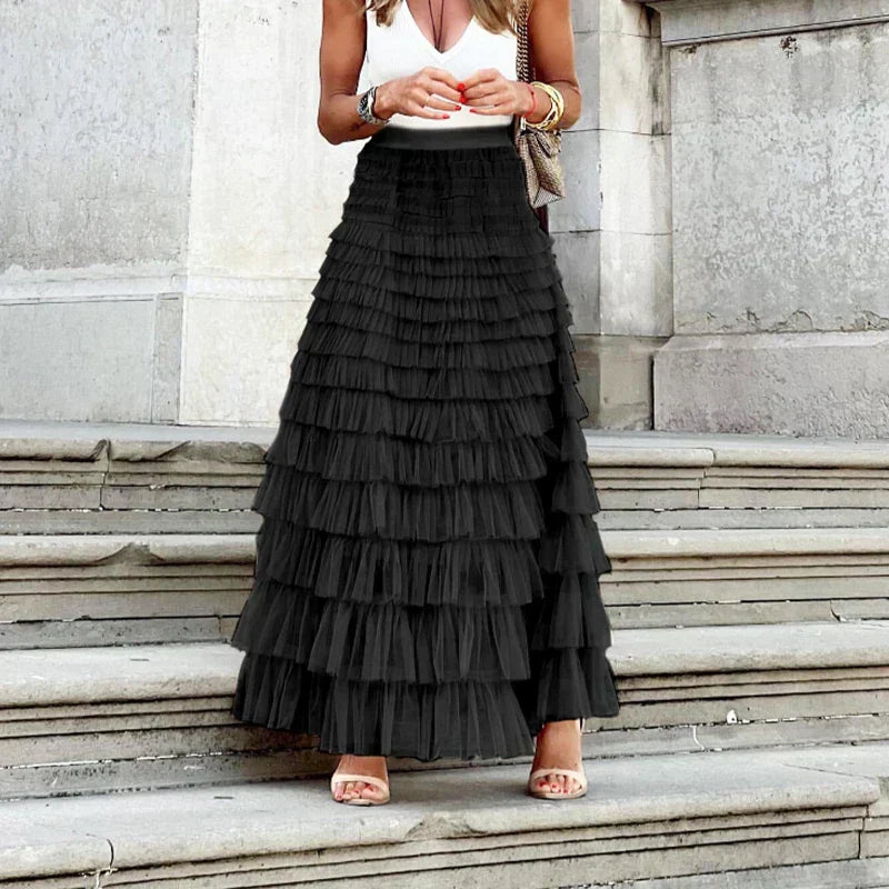 Theresa | Elegant Tulle Midi Skirt for Women