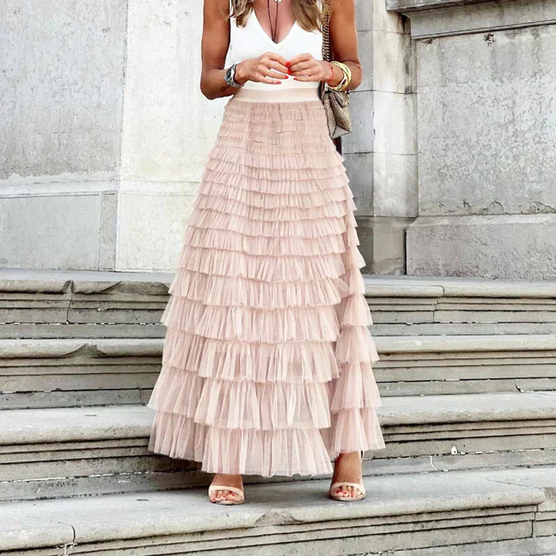 Theresa | Elegant Tulle Midi Skirt for Women