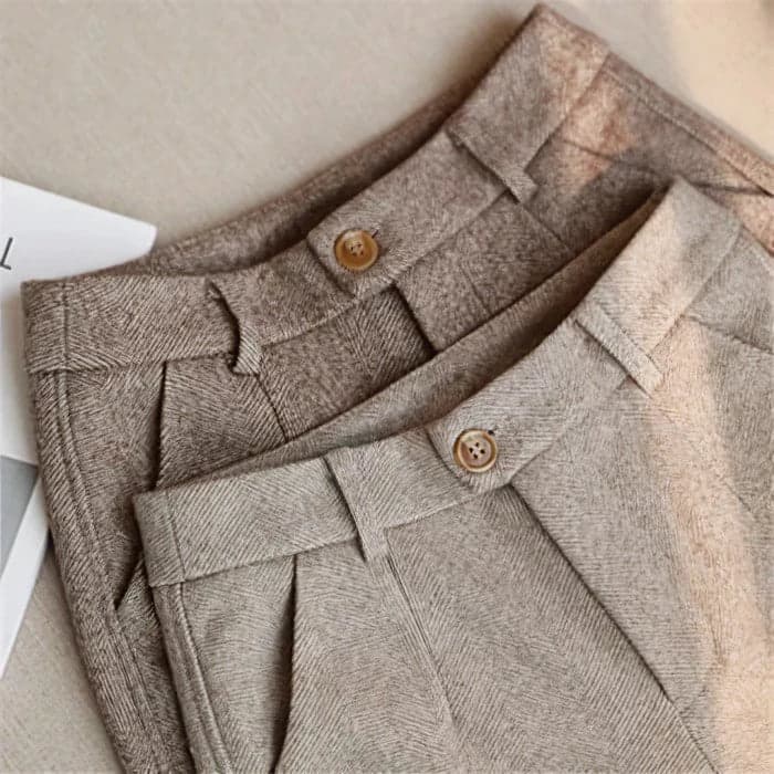 Denna | Men's Herringbone Pleated Pants