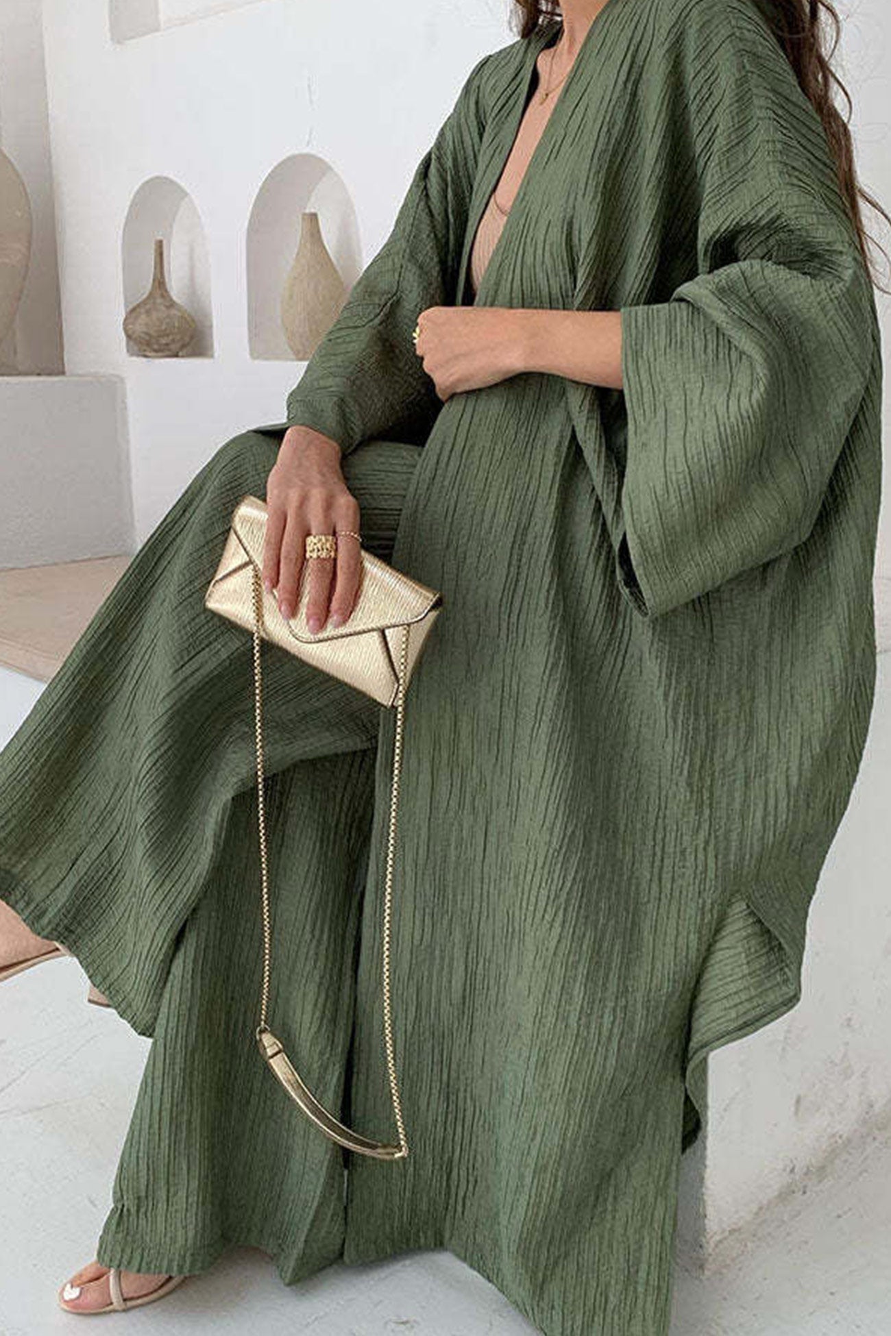 Avelina® | Cardigan suits with open front and pleated structure