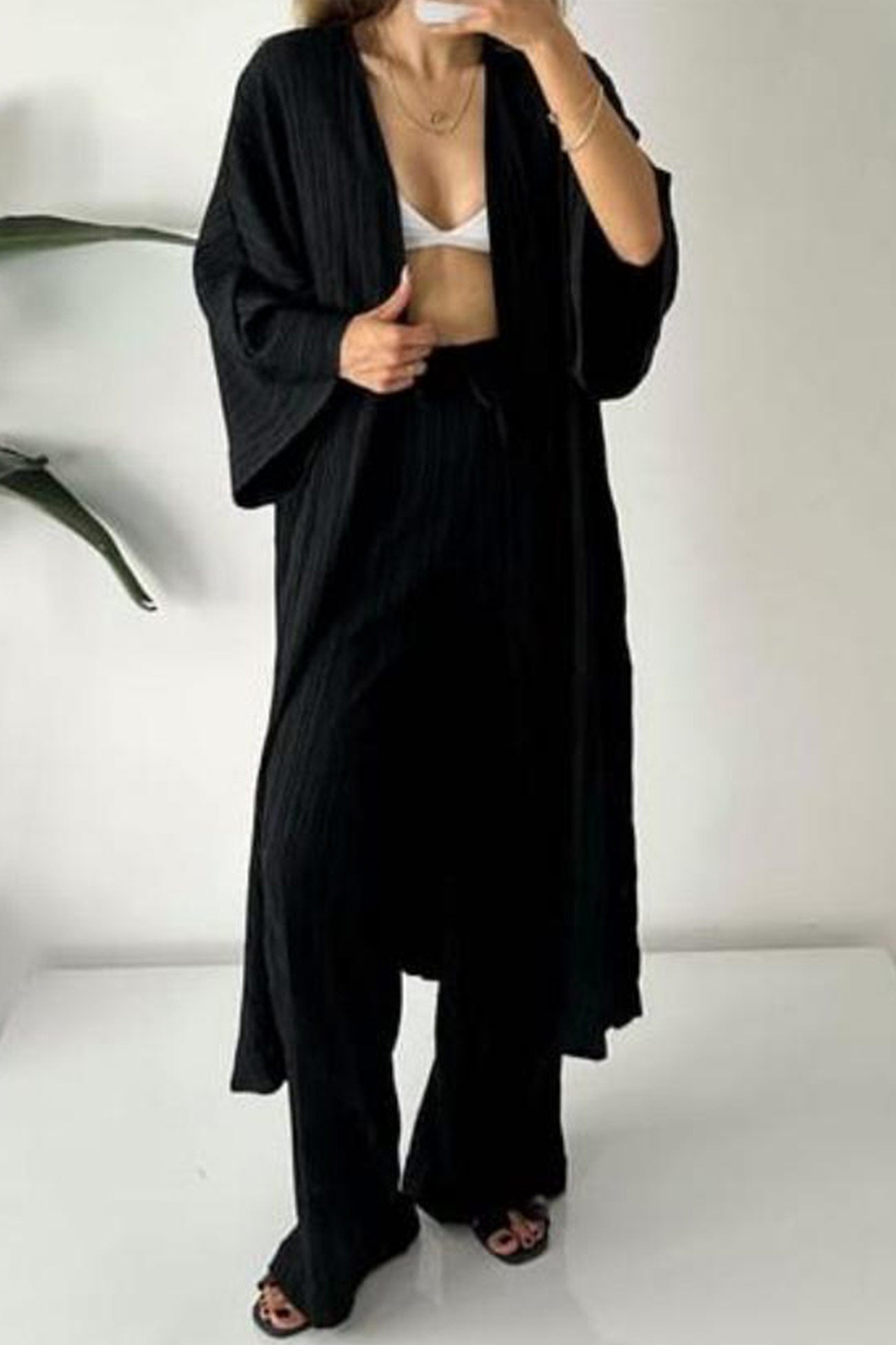 Avelina® | Cardigan suits with open front and pleated structure
