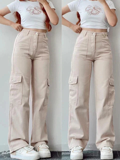 Camila® | Vintage High Waist Cargo Pants With Straight Legs