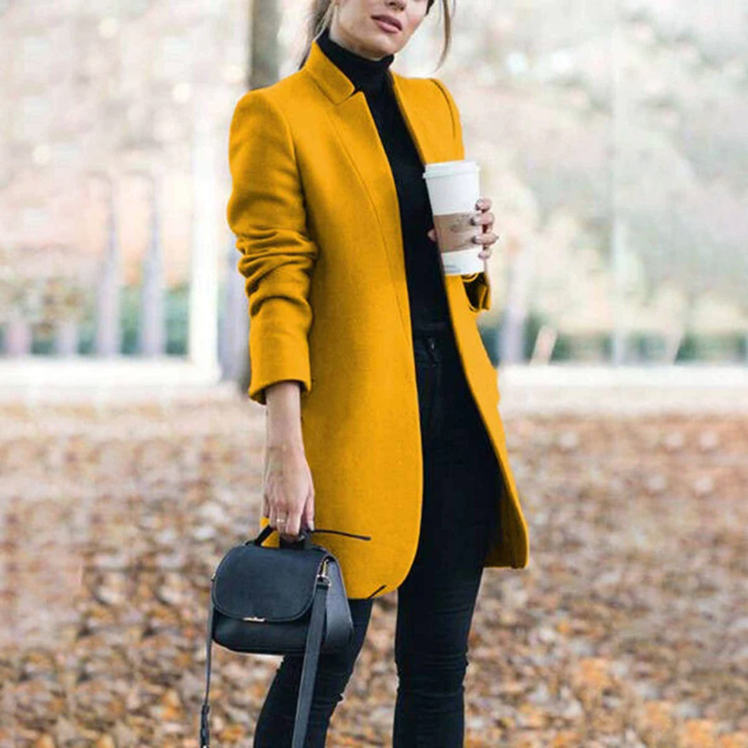 Leanne | Women's Long Collarless Coat