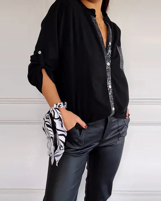Britni® | Fashionable Women'S Blouse With Sequin Pocket