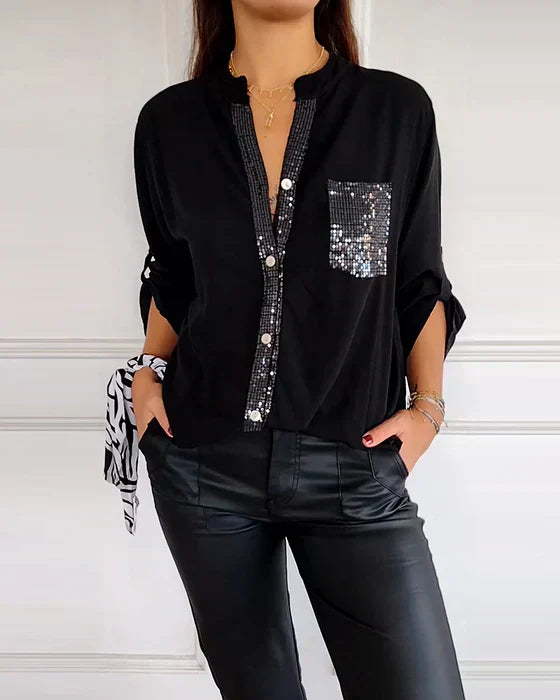 Britni® | Fashionable Women'S Blouse With Sequin Pocket