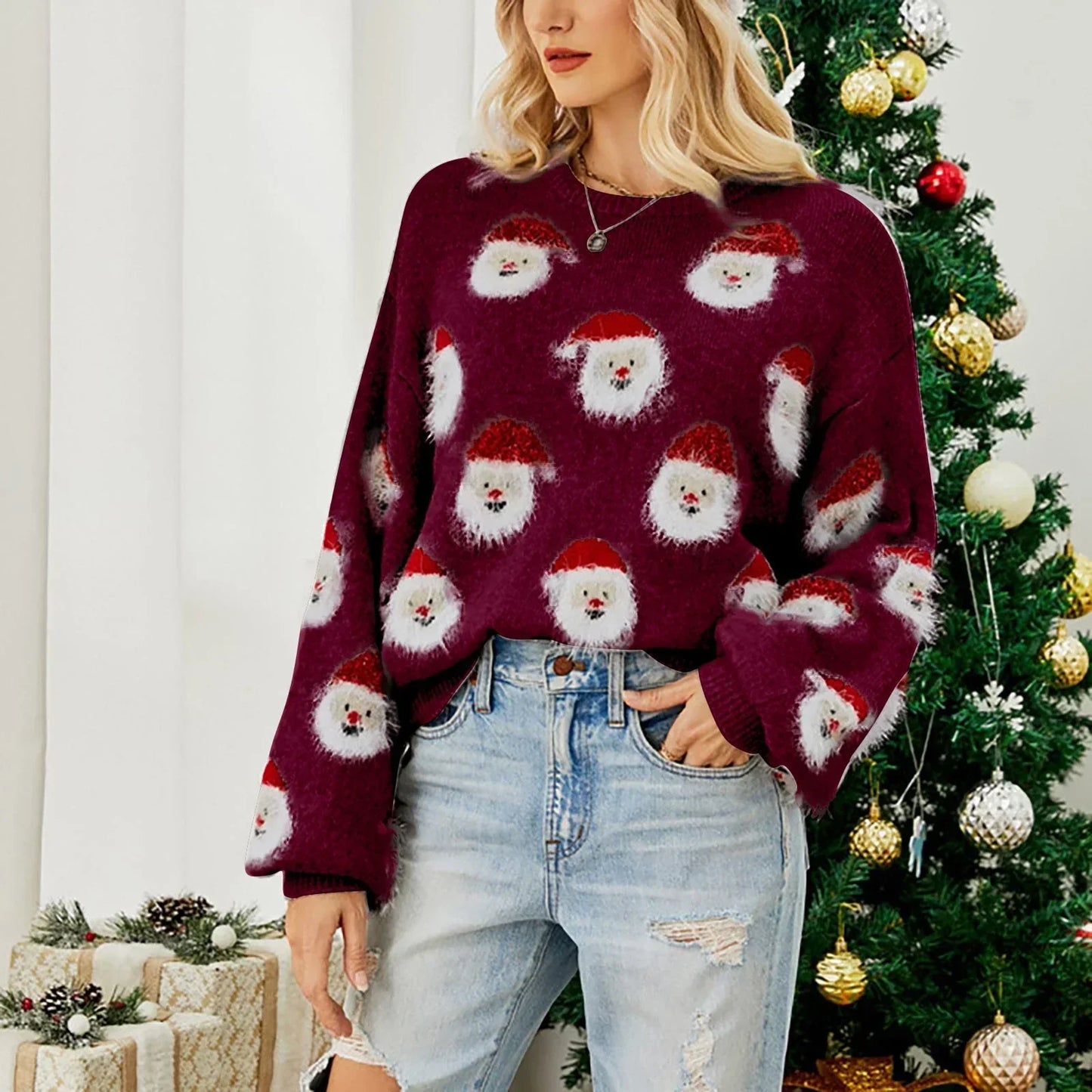 Dolores | Oversized Christmas sweater with Santa Claus motif