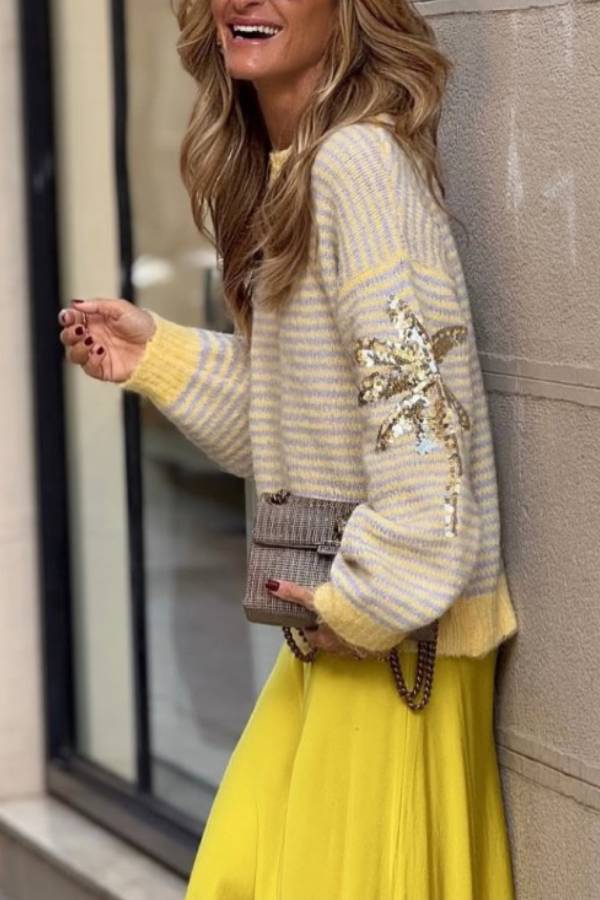 Consuelo® | Striped/sequin sweater