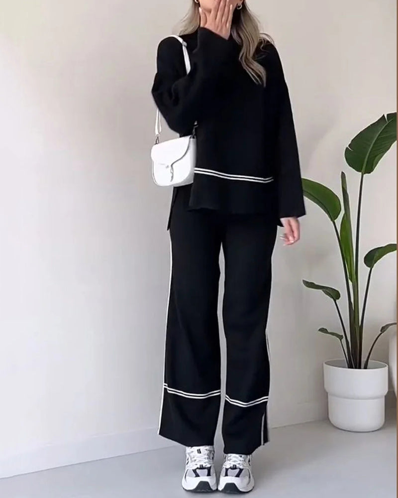 Daphne® | Elegant Loose Long-Sleeved Top And Wide-Leg Pants Set