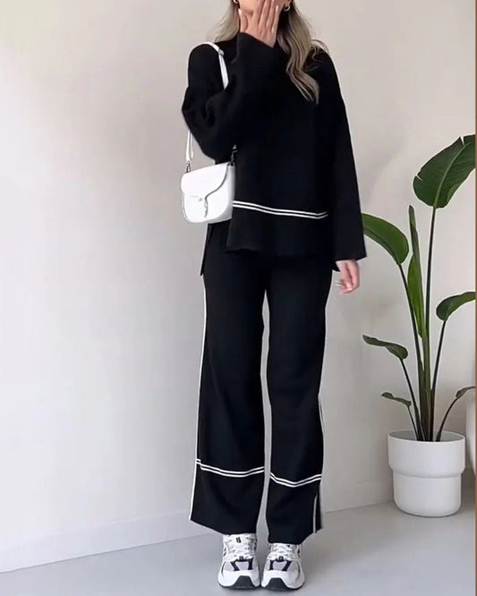 Daphne® | Elegant Loose Long-Sleeved Top And Wide-Leg Pants Set