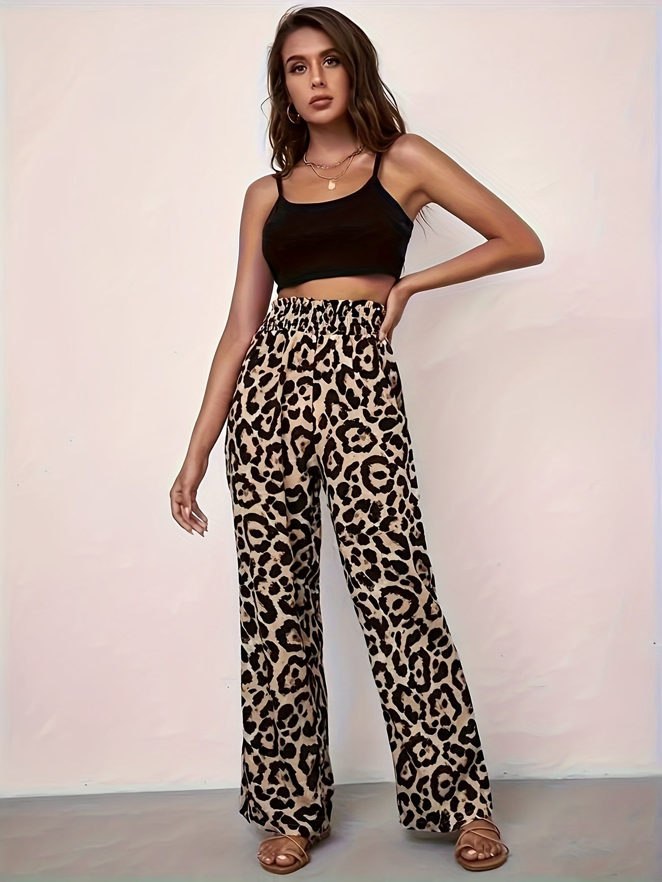 Dolores® | Wide leg leopard print trousers