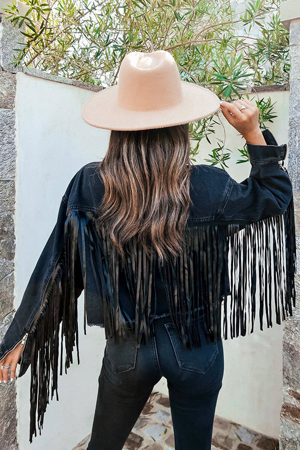 Alicia® | Western Inspired Fringe Denim Jacket