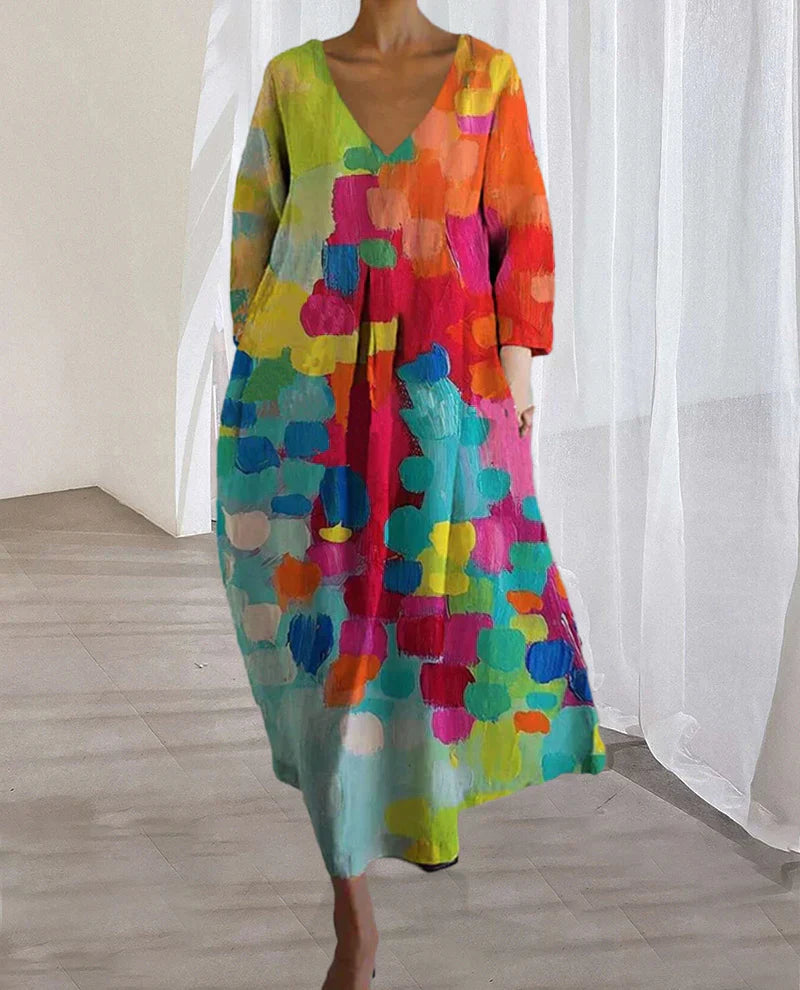 Deméter® | Colorful Printed V-Neck Dress