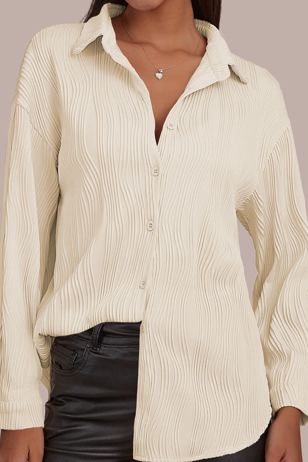Basilisa | Long sleeve button down shirt with a structured collar and collar