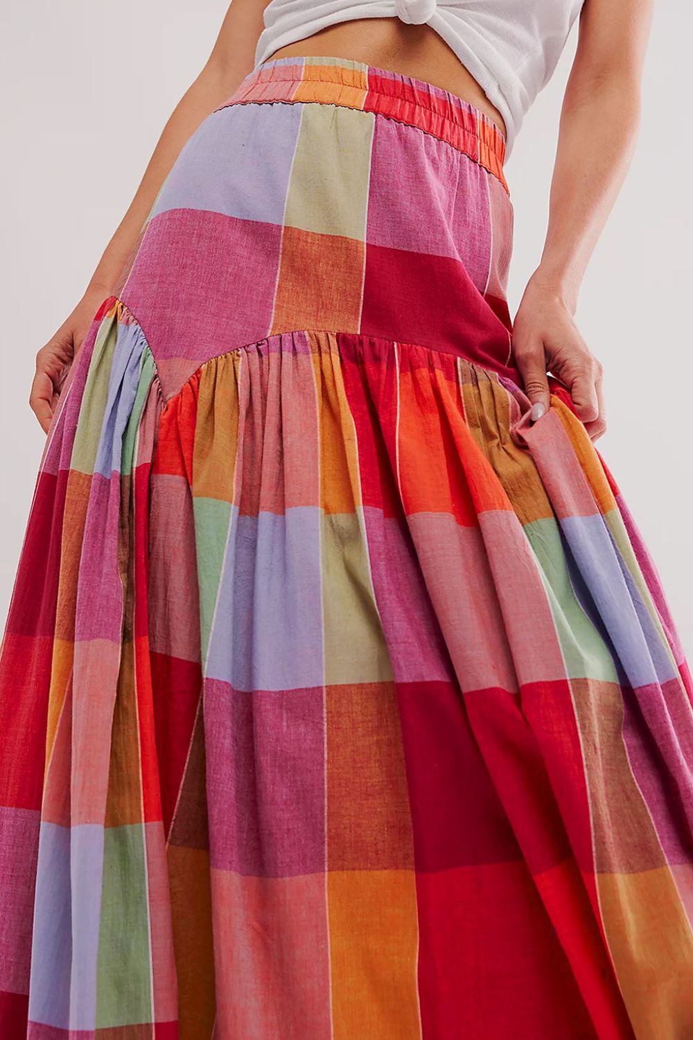Azul® | Color block maxi skirt with elastic waistband