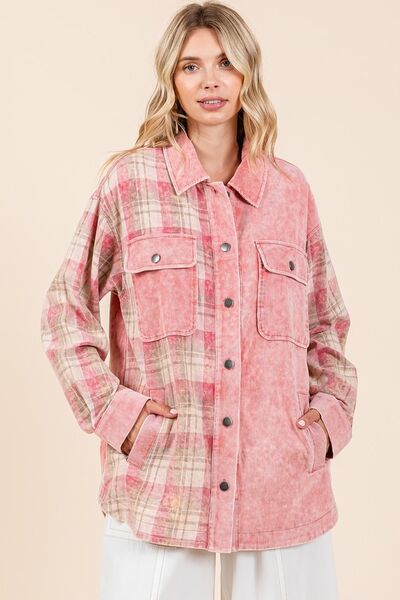 Carla® | Checked jacket with button placket and dropped shoulders