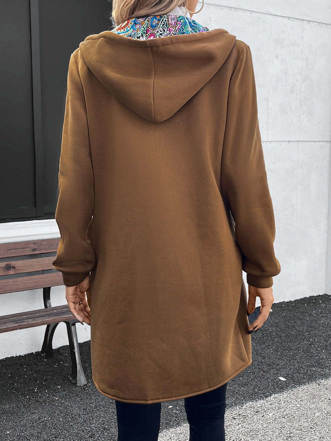 Aniana | Long sleeve outerwear with hood and drawstring and zip fastening