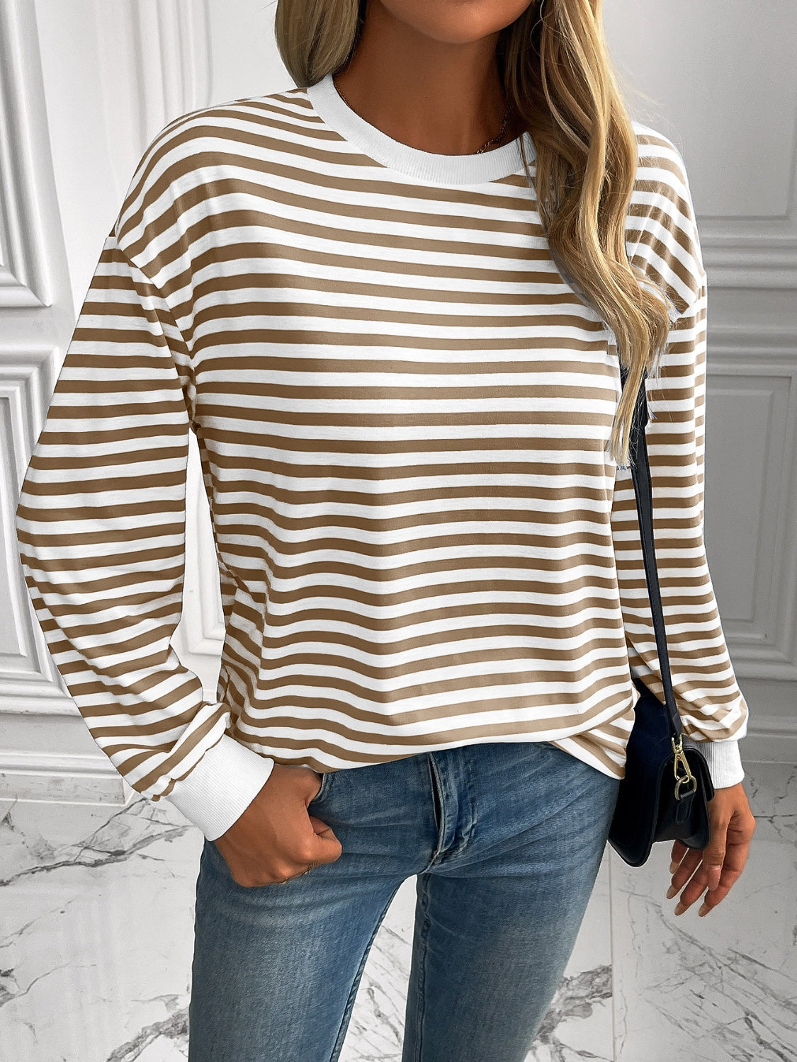 Constance® | Ivy Lane striped long sleeve crew neck sweatshirt