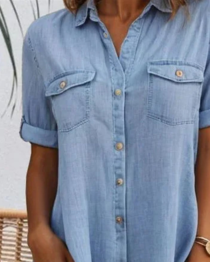 Joanna | Stylish Short Sleeve Button-Up Dress
