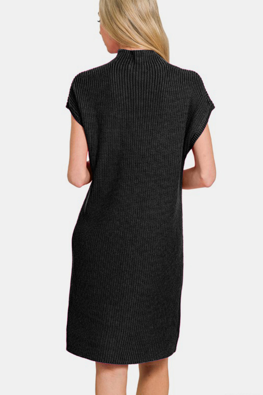 Dana® | Sweater dress with stand-up collar and short sleeves