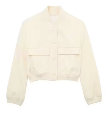 Carolina® | Solid color single breasted bomber coat with long sleeves