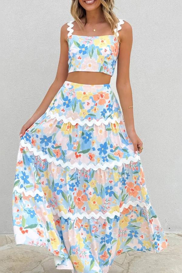 Blanca® | Fashion temperament lace suspenders + skirt two piece set