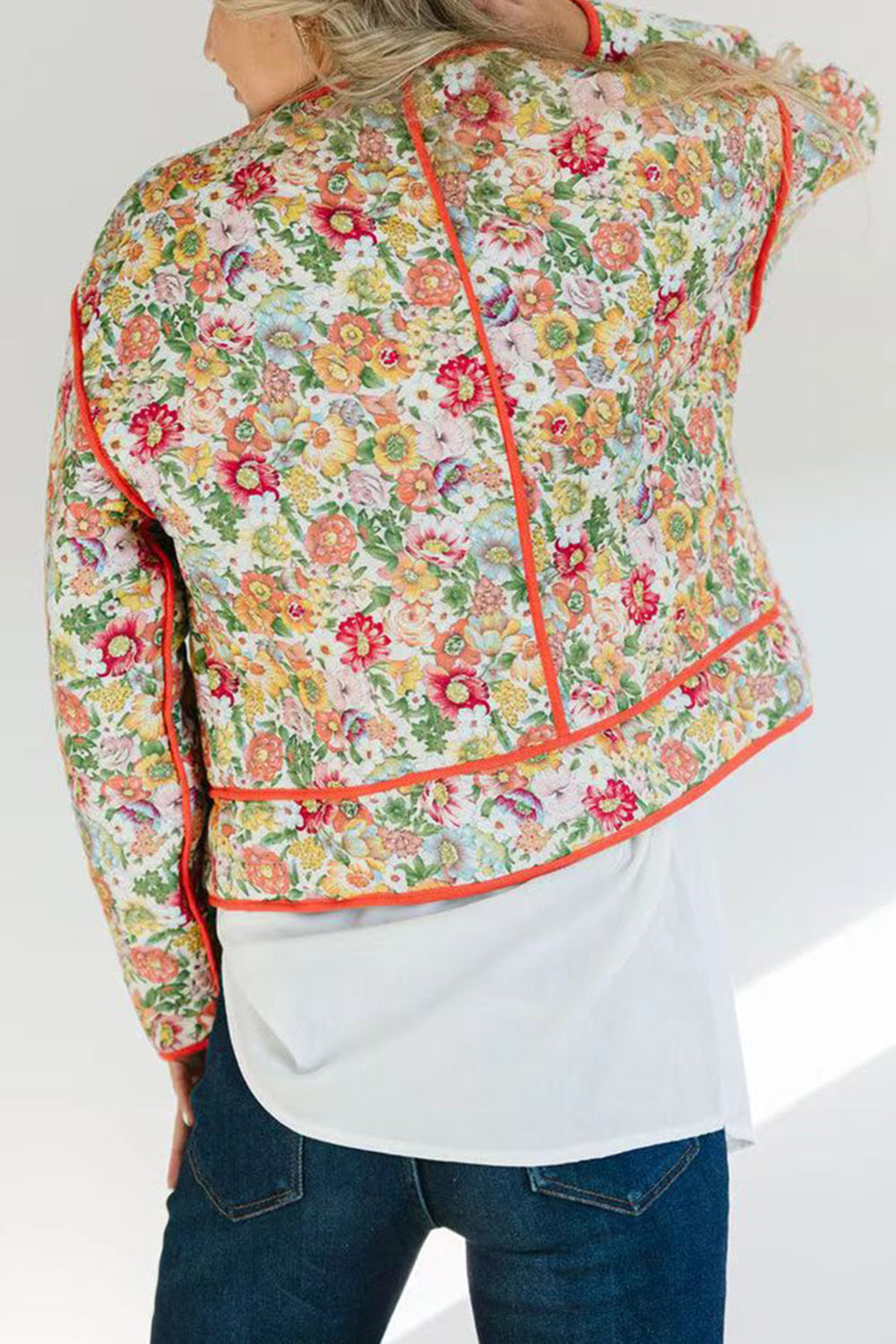 Demetria | Floral winter coat with buttons and long sleeves