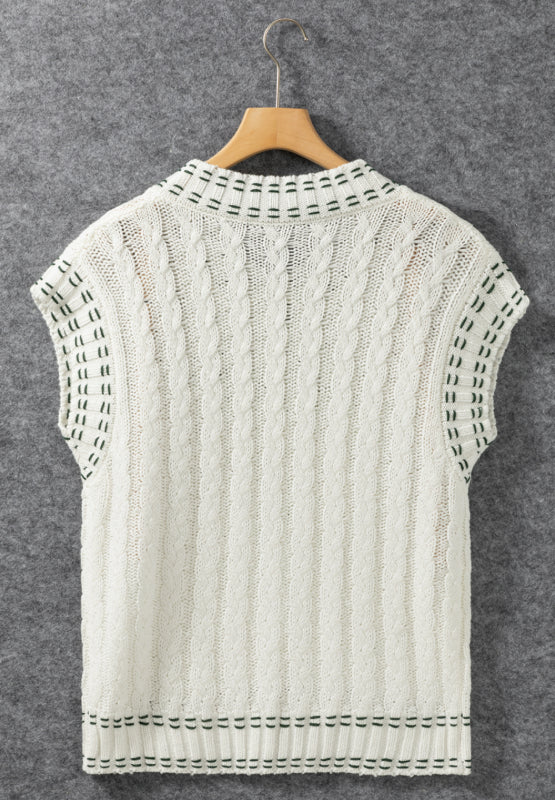 Carolina® | Cable knit V-neck sweater vest