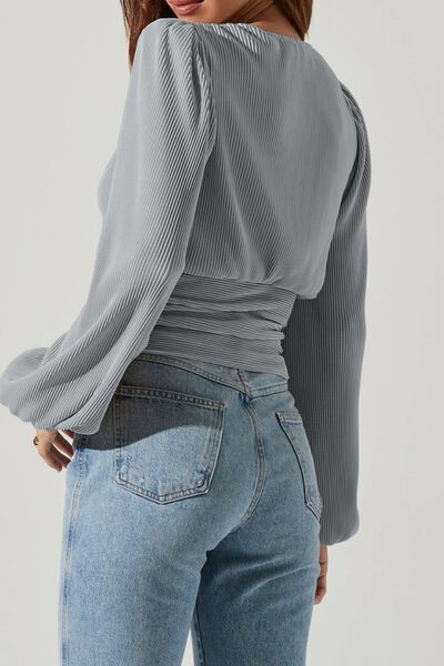 Blanca® | Long-sleeved blouse with drawstring and V-neck