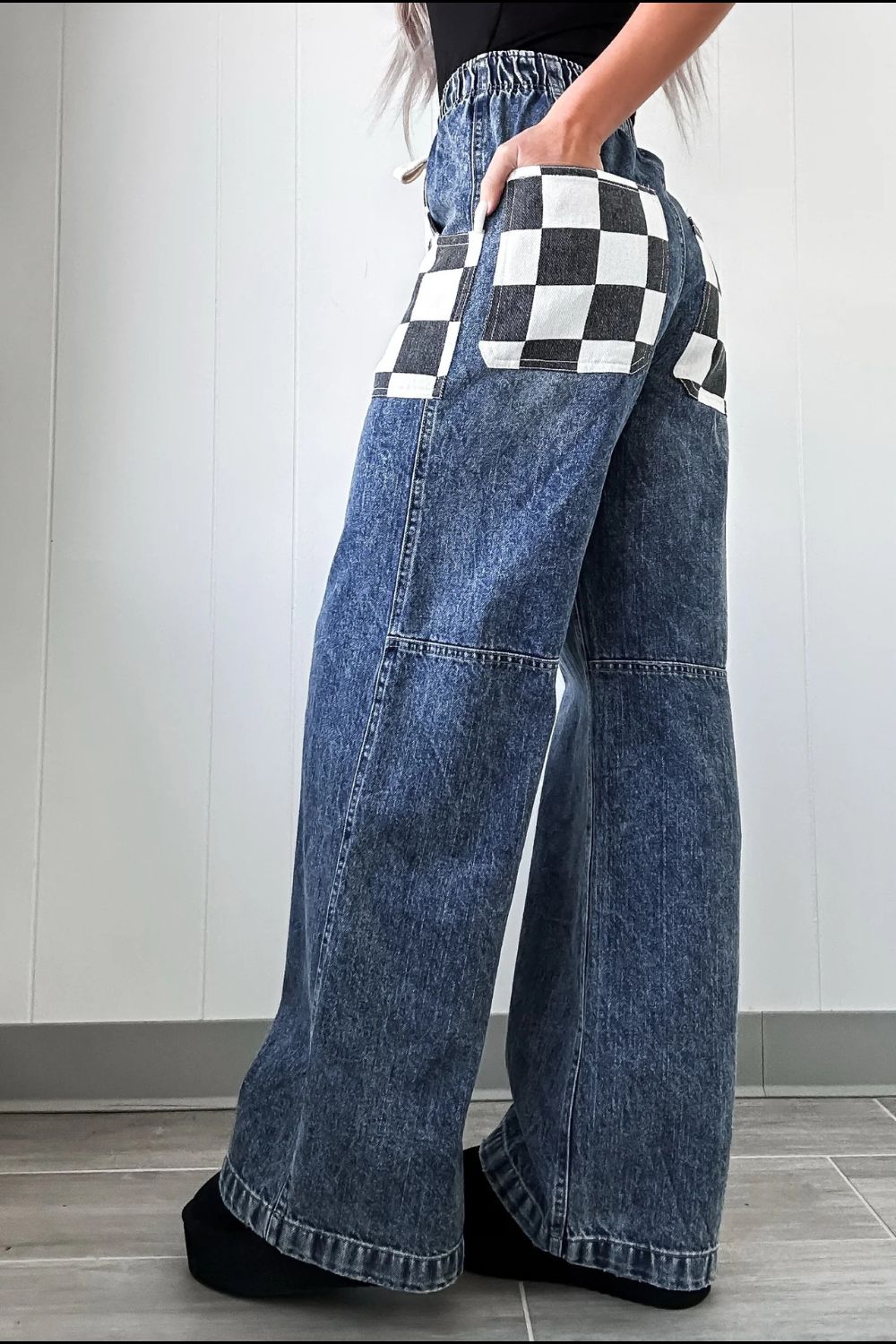 Dorotea® | Checked wide leg jeans