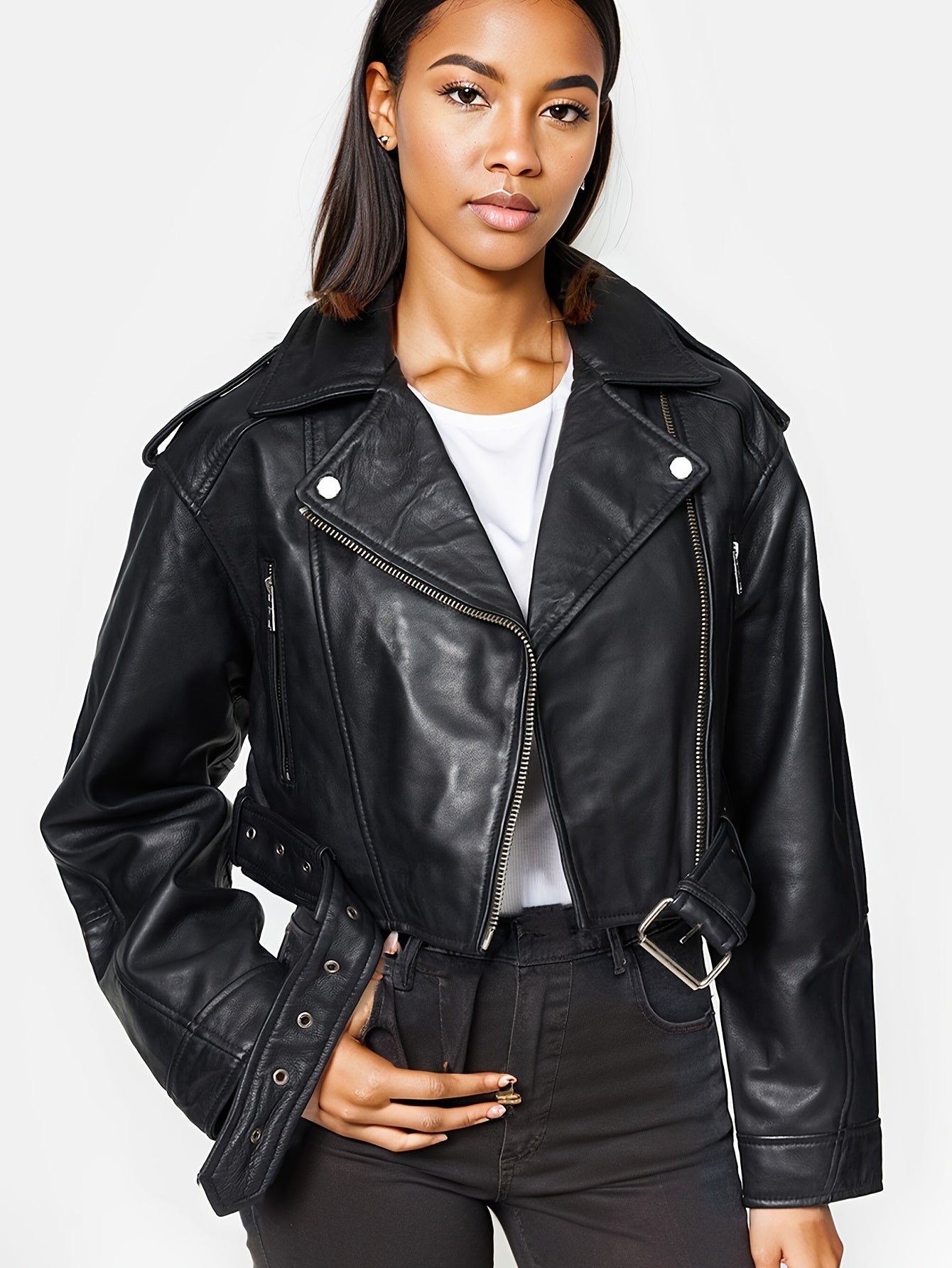 Catalina® | Leather jacket with adjustable belt