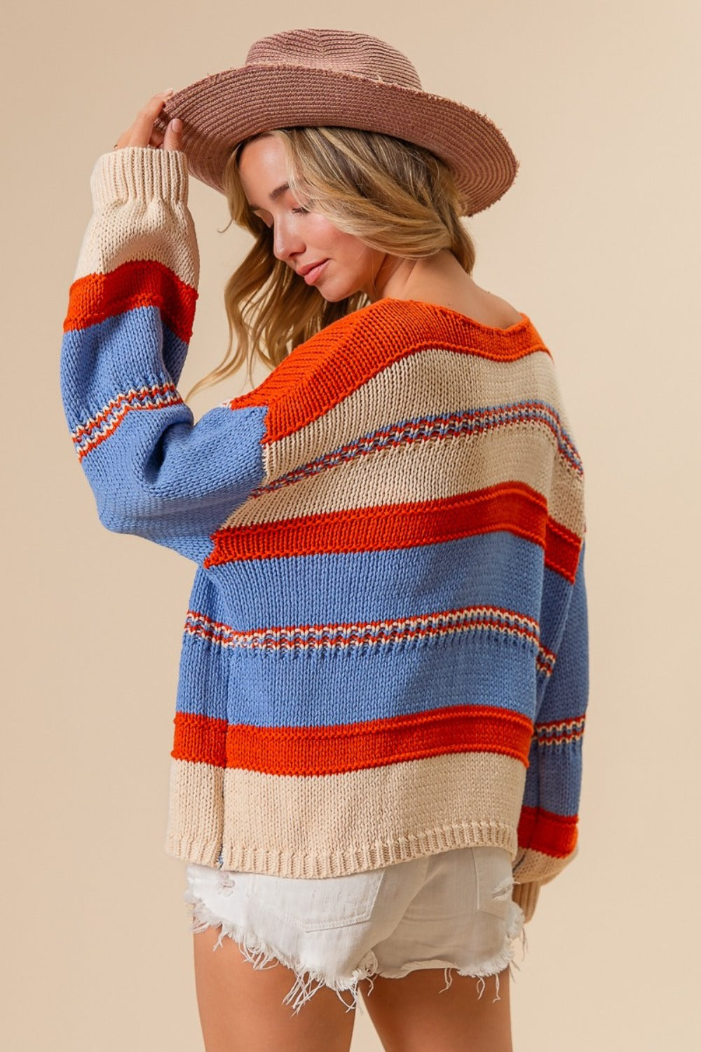 Charlotte® | Multicolored striped scoop neck sweater