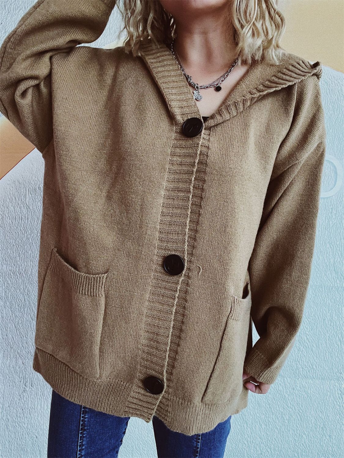 Beatrice® | Long-sleeved cardigan with hood and dropped shoulders