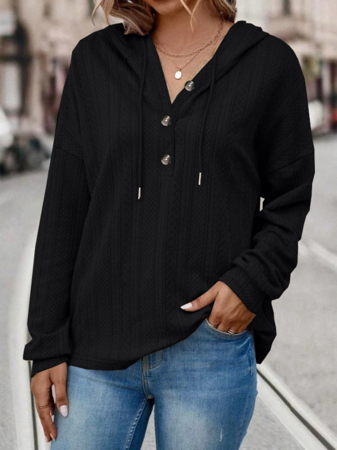 Carolina® | Long sleeve hoodie with drawstring and dropped shoulders