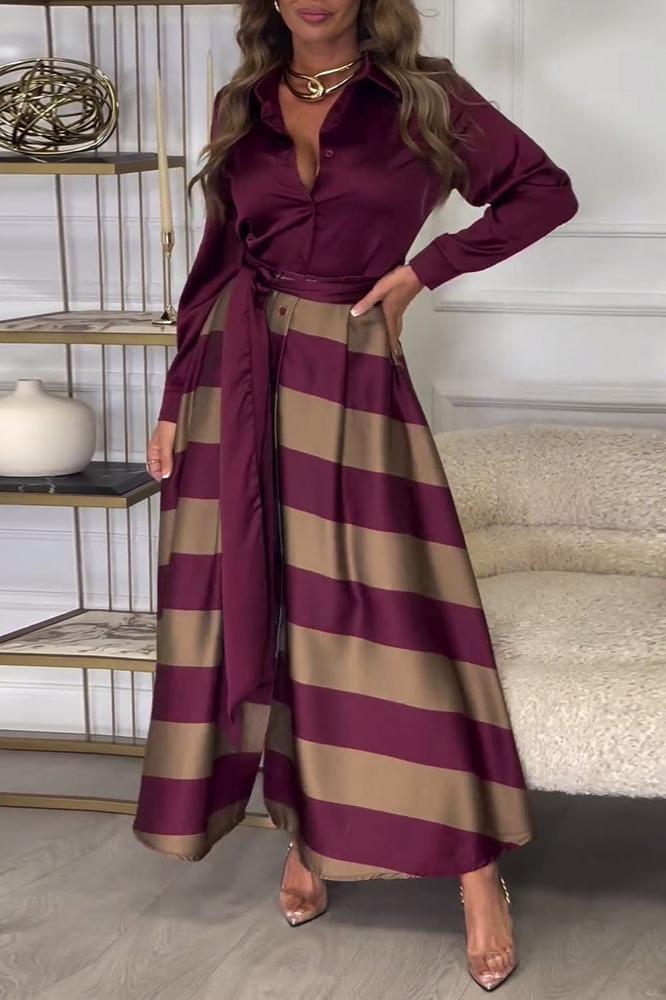 Celeste® | Dress Soft Touch Striped Maxi Dress with Belt