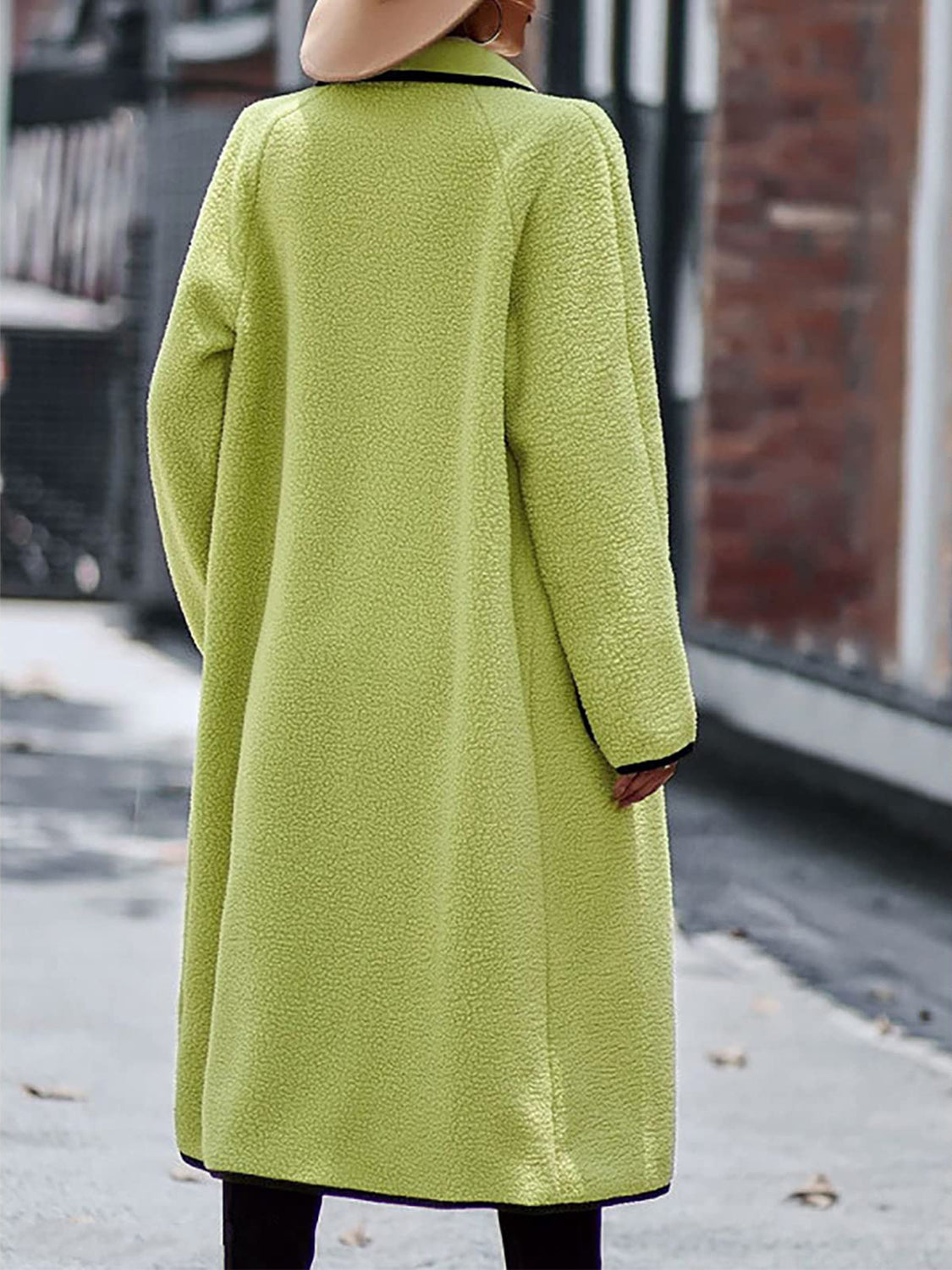 Claudia® | Full size long sleeve coat with contrast trim and pockets
